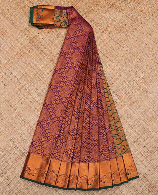 Purple Budget Silk Saree, Bedecked with Jacquard Design, a Contrast Traditional Zari Border, Grand Pallu, and a Contrast Blouse