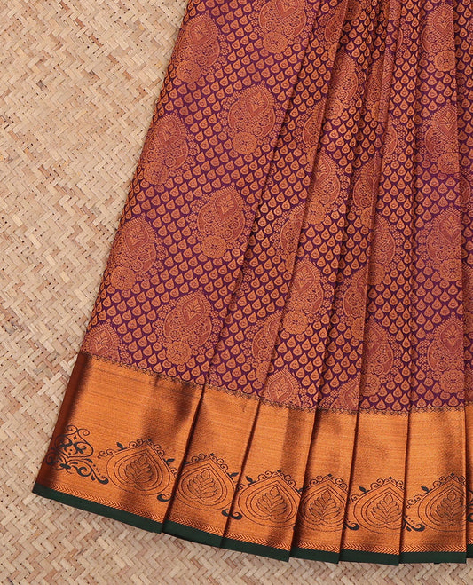Purple Budget Silk Saree, Bedecked with Jacquard Design, a Contrast Traditional Zari Border, Grand Pallu, and a Contrast Blouse