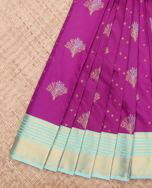 Purple Contrast Zari Butta Budget Silk Saree