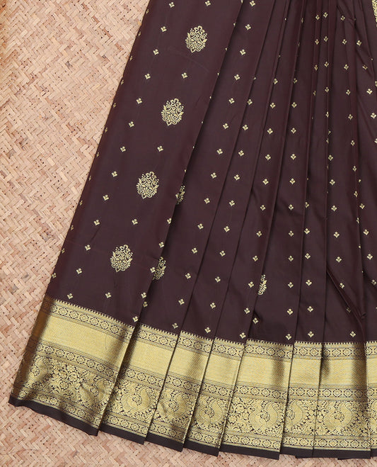 Brown Dotted Stripes Budget Silk Saree