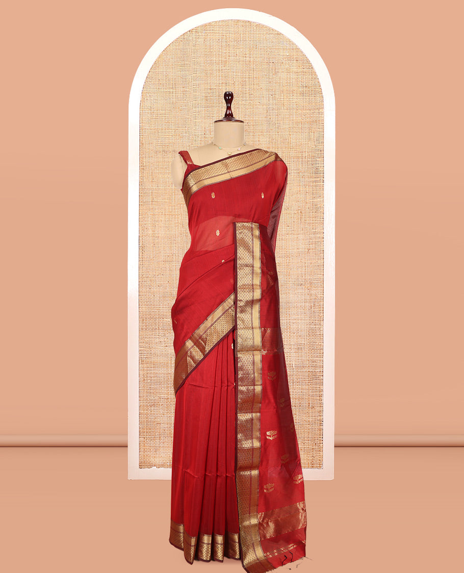Red Maheshwari Cotton Saree