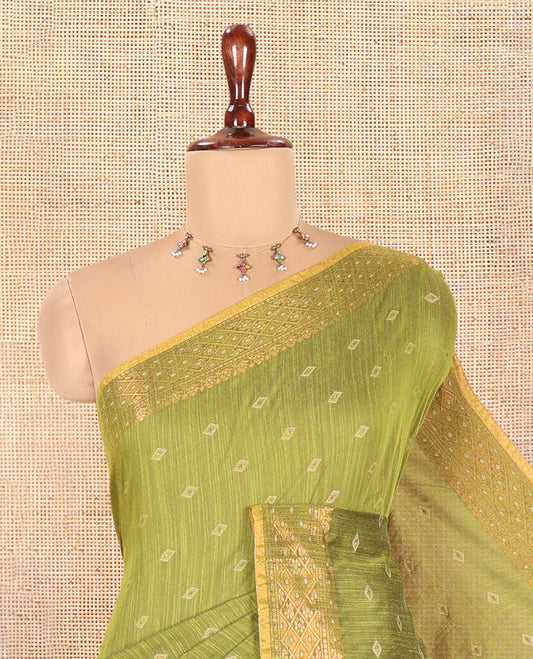 Parrot Green Khadi Cotton Saree