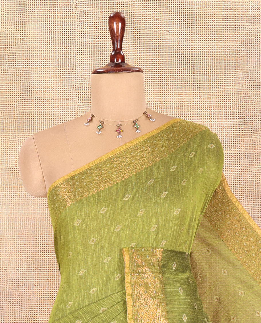 Parrot Green Khadi Cotton Saree