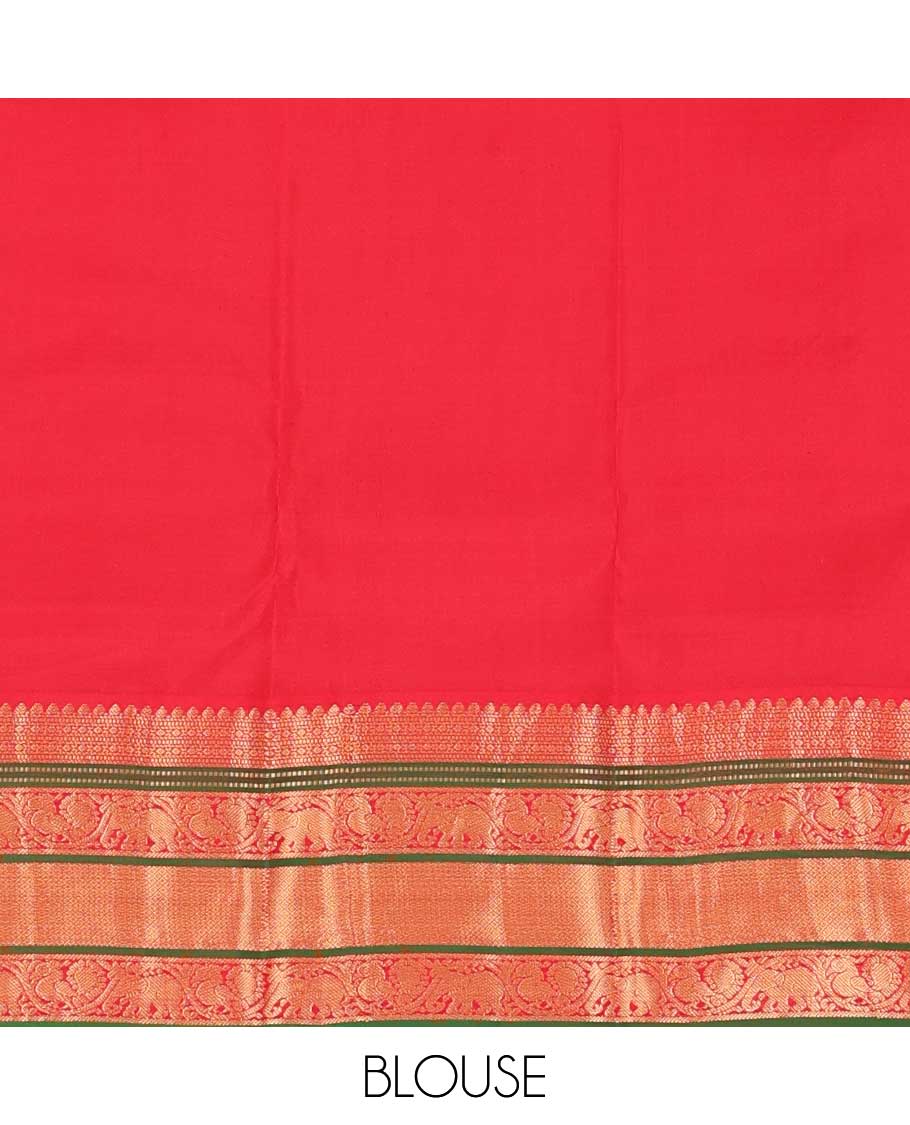 Black annam chakram zari buttas silk saree, contrast border of thilakam mokku, Muthu, jaal, kodi yaanai and mayil and jaal pallu
