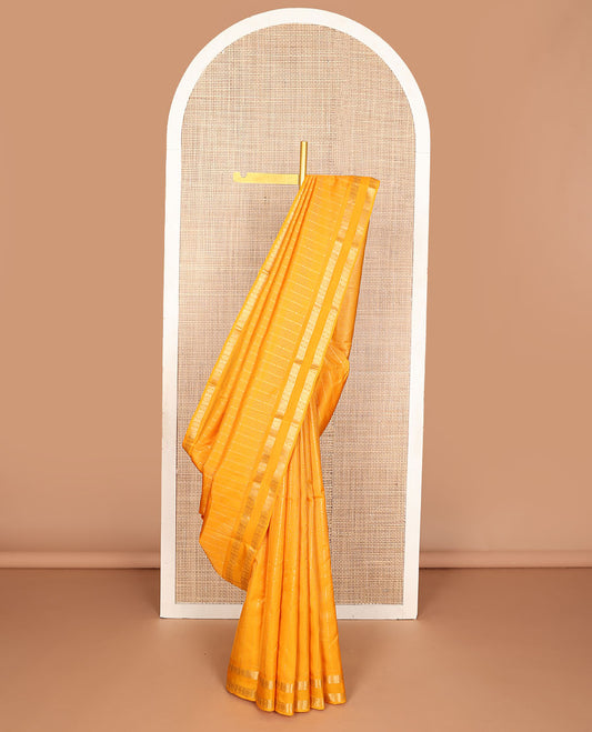 Mango yellow zari design vasundhara silk mix saree, rettai pettu border of chakram designs & intricately designed pallu