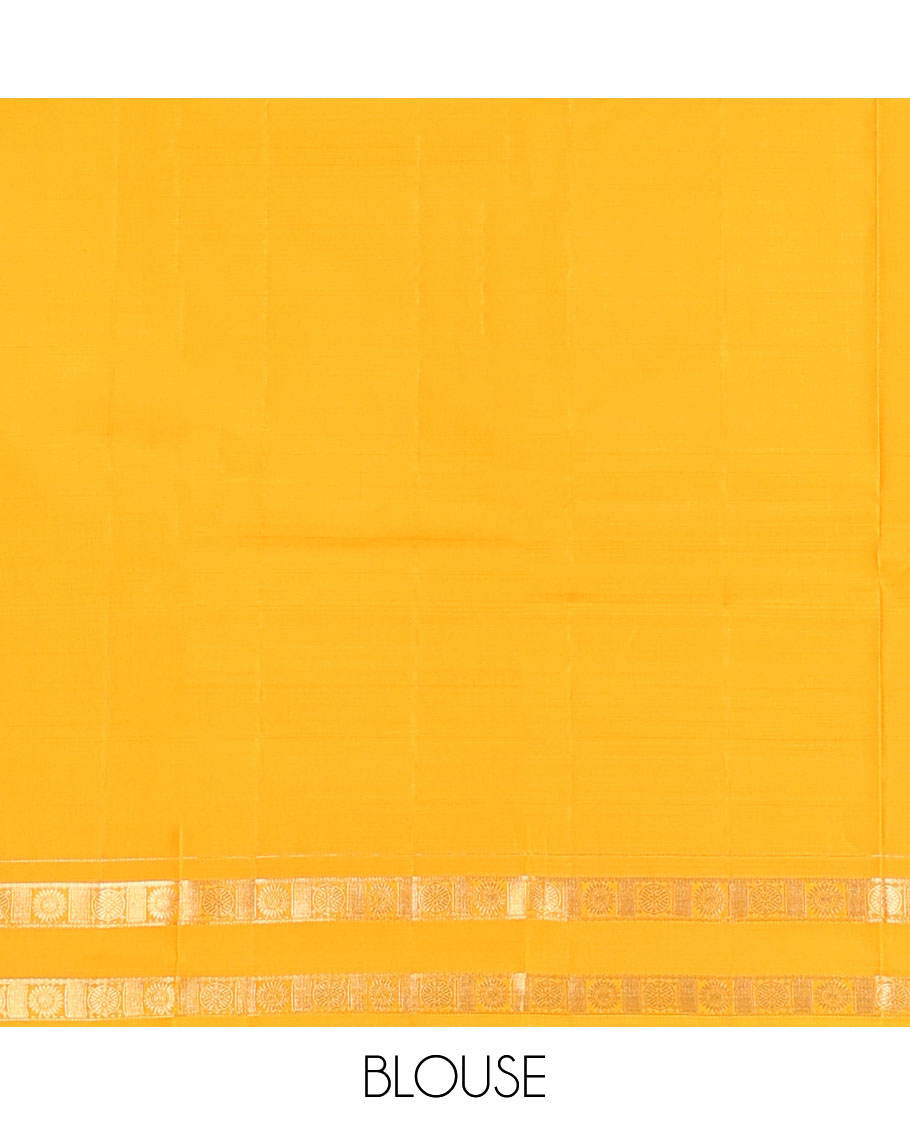 Mango yellow zari design vasundhara silk mix saree, rettai pettu border of chakram designs & intricately designed pallu