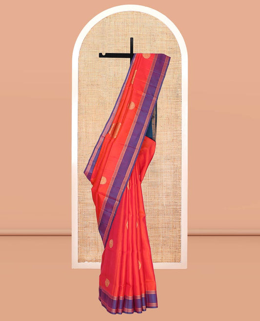 Orange Mayuri Lite Silk Mix Saree