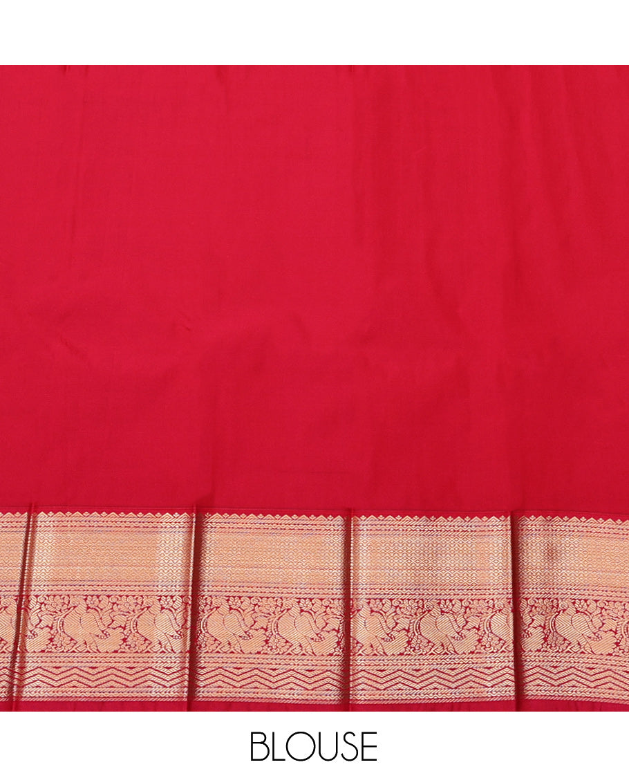 Blue Budget Silk Saree, Woven with Zari Buttas, Contrast Traditional Zari Border, Grand Pallu, and a Contrast Blouse