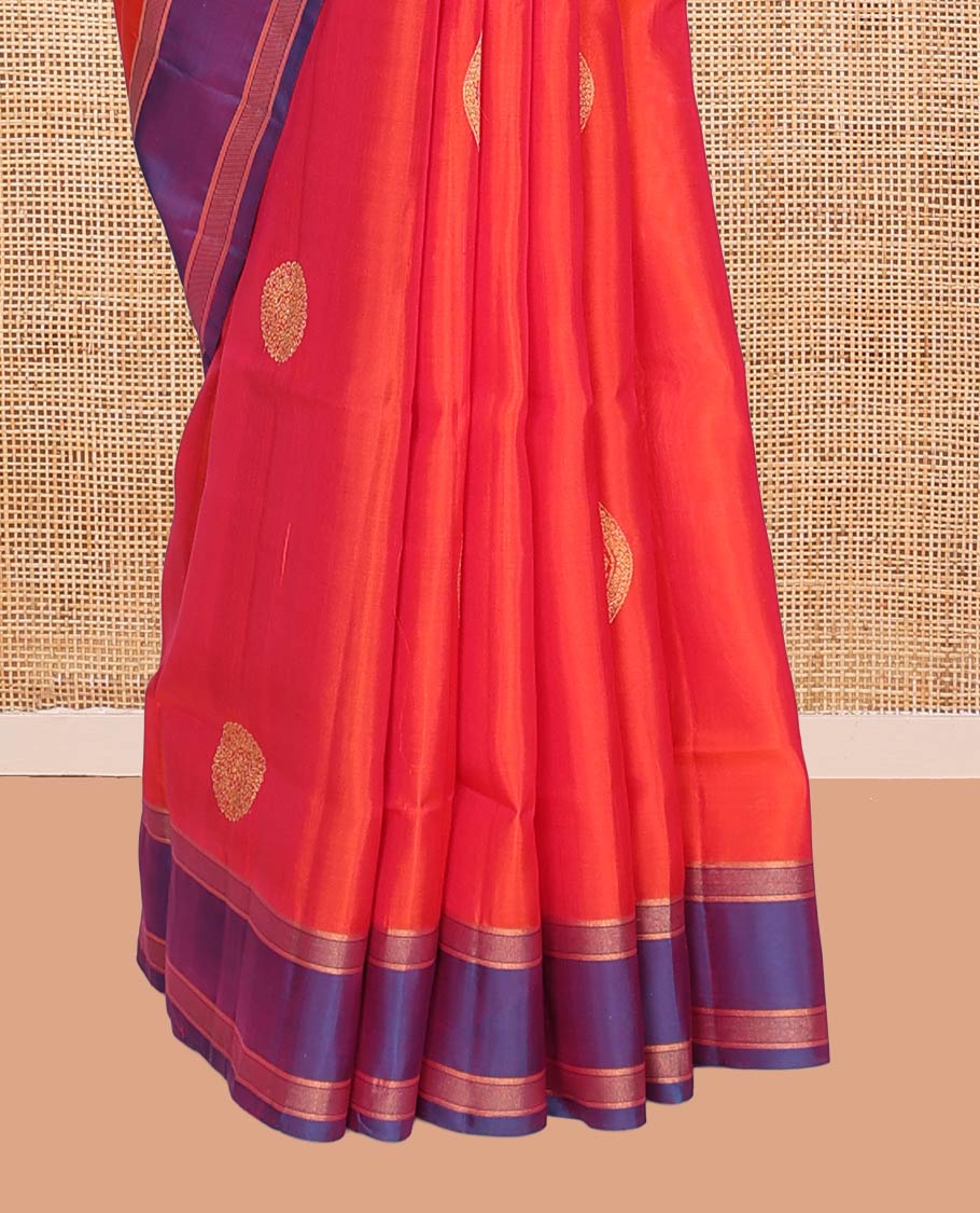 Orange Mayuri Lite Silk Mix Saree