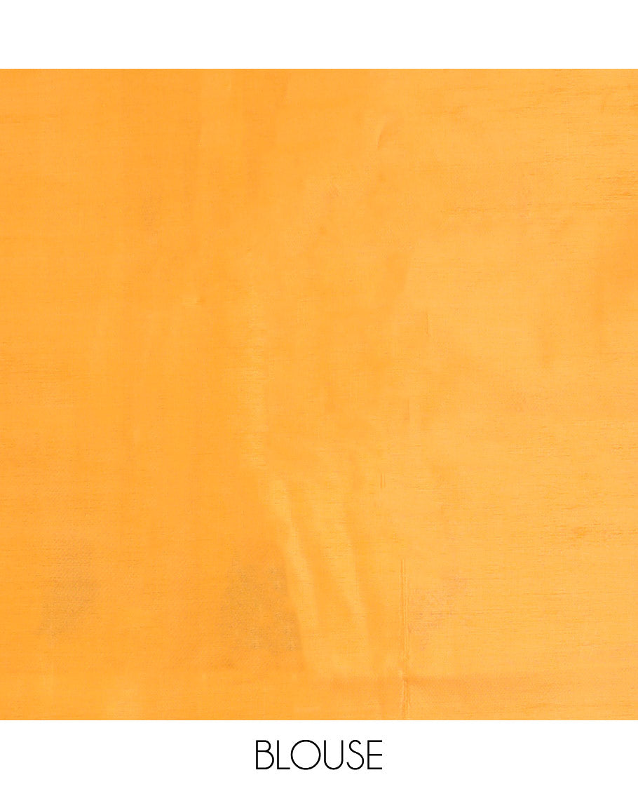 Borderless Maroon Banana Pith Saree, Mesmerized with Butterfly Buttas All Over Its Body, Complemented by a Contrast Pallu Features Butterfly Buttas, and Paired with a Contrast Blouse