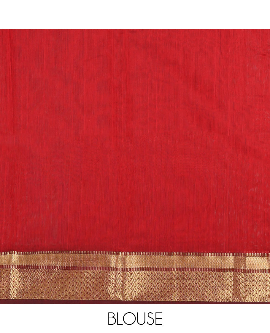 Red Maheshwari Cotton Saree