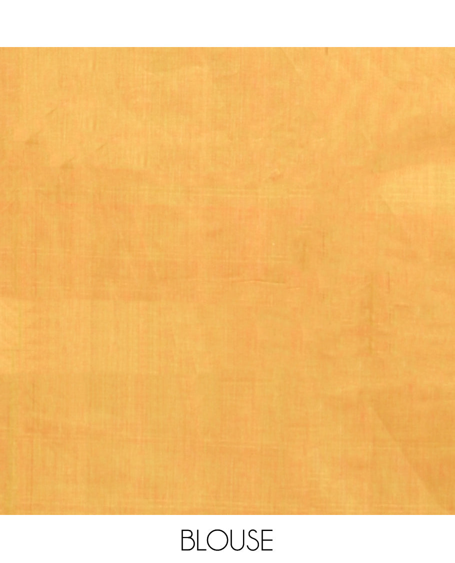 Mustard Plain Chettinad Cotton Saree, Complemented by a Contrast Traditional Zari Design Woven Border, Striped Pallu, and Paired with a Matching Blouse