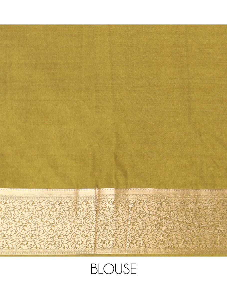 Blue floral motifs soft silk saree with contrast jacquard border & floral design pallu