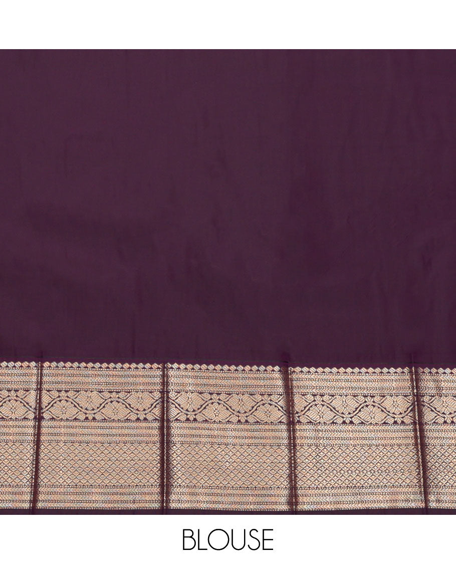 Orange Budget Silk Saree, Gracefully Embellished with Zari Butta Enclosed Checks, Contrast Traditional Zari Border, Grand Jaal Pallu, and a Contrast Blouse