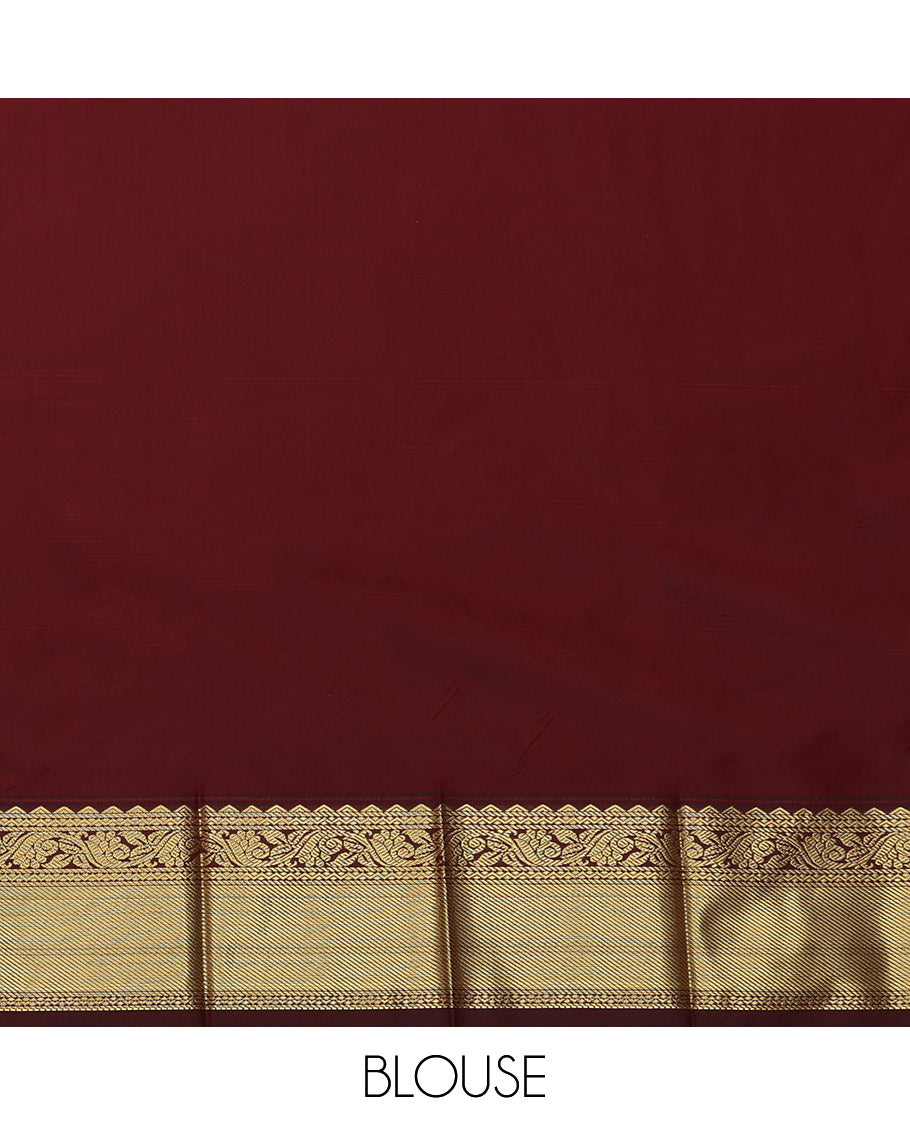 Green Budget Silk Saree, Detailed with Zari Buttas and Checks, Complemented by a Contrast Traditional Border, Grand Pallu, and a Contrast Blouse