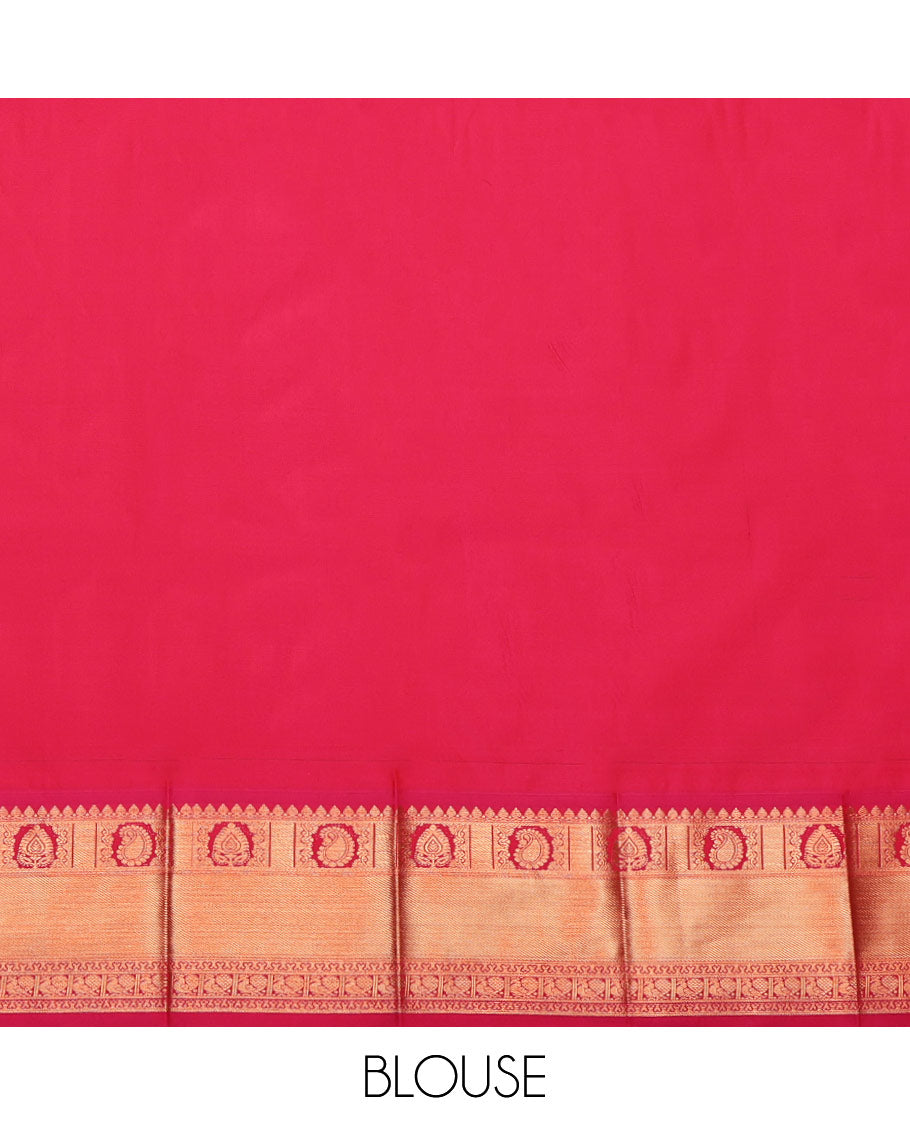 Blue Budget Silk Saree, Finely Crafted with Jacquard, Complemented by Contrast Traditional Zari Border, Grand Pallu, and a Contrast Blouse