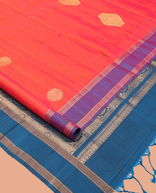 Orange Mayuri Lite Silk Mix Saree