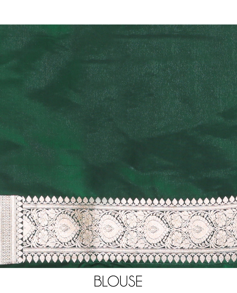 Green Semi-Banaras Nylon Saree