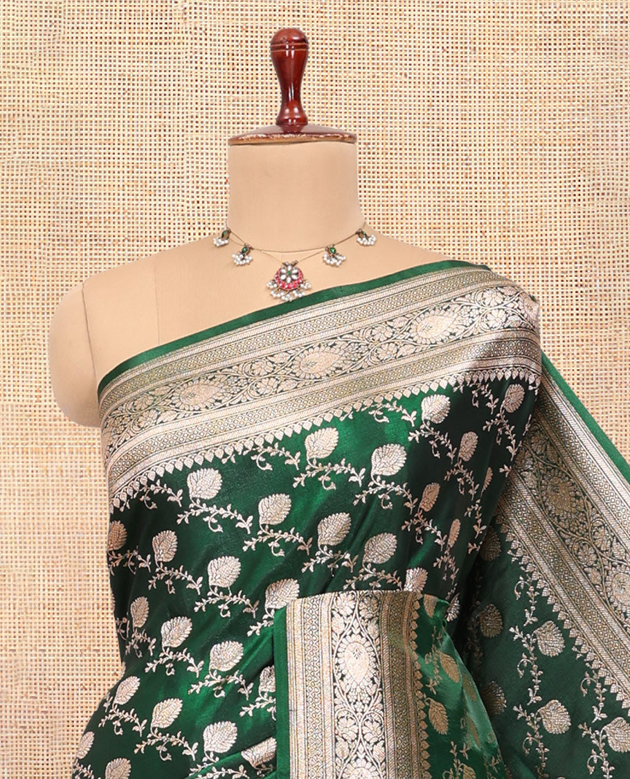 Green Semi-Banaras Nylon Saree