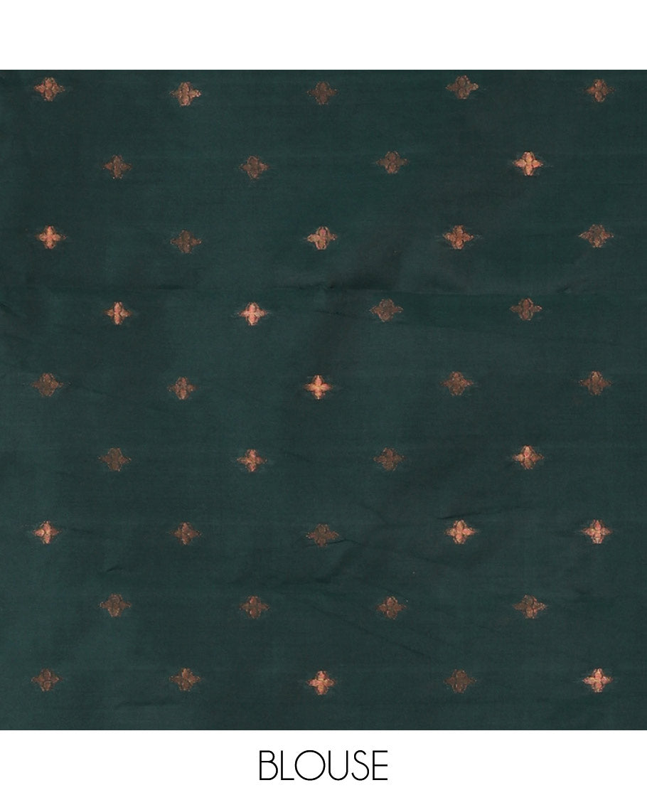 Pista green plain tissue silksaree,contrast gold zari temple border, zari-rich traditional pallu, zari design blouse