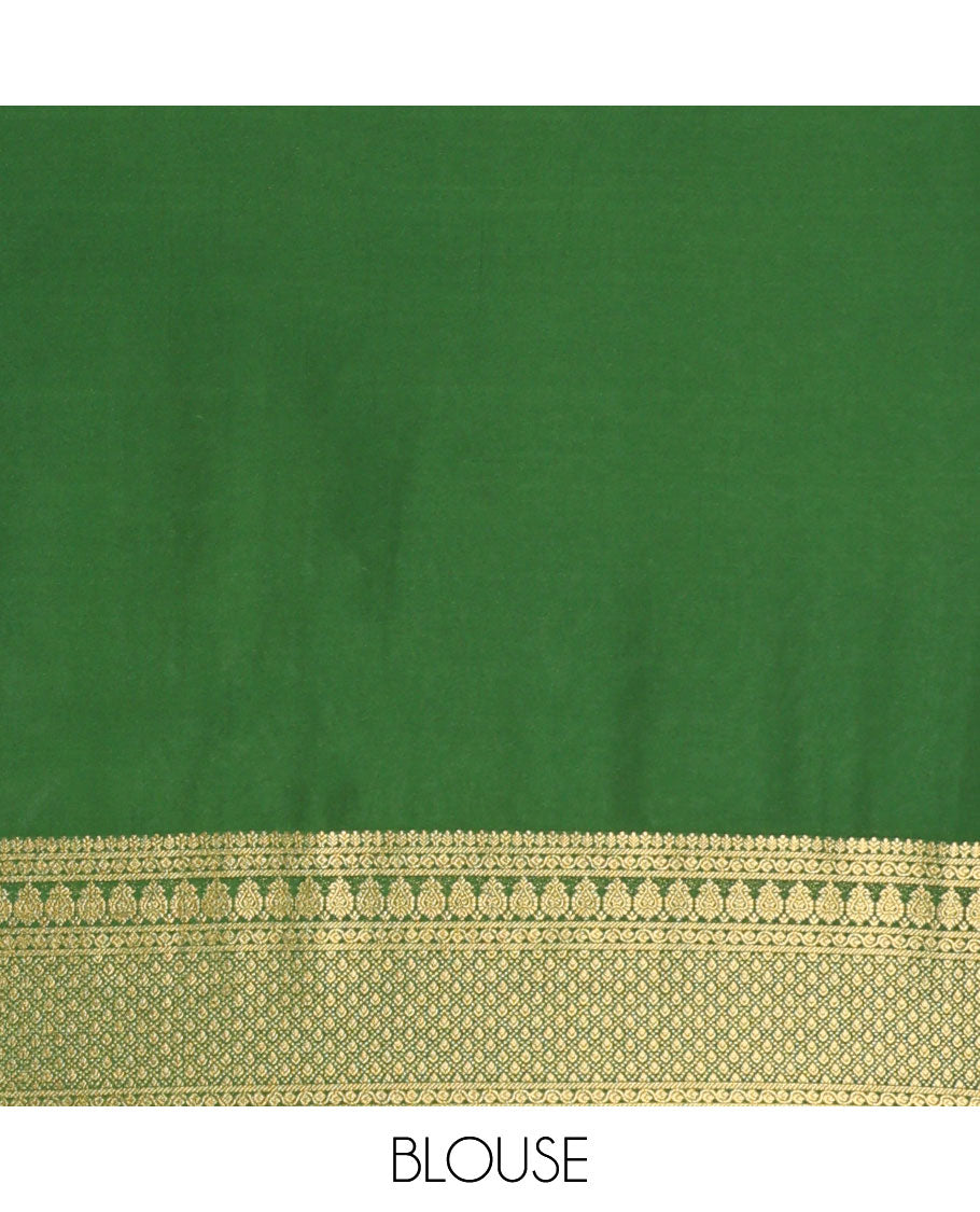 Yellow checked zari with floral embroidery mysore silk saree , contrast zari border & striped zari pallu