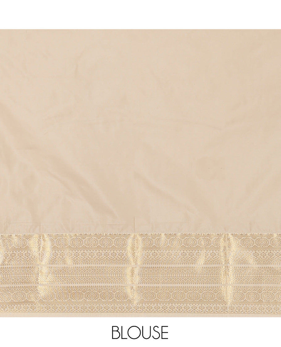 Blue Budget Silk Saree, Featuring Zari Buttas on Its Body, Complemented by a Contrast Traditional Zari Design Border, Intricately Designed Pallu, and Paired with a Contrast Blouse