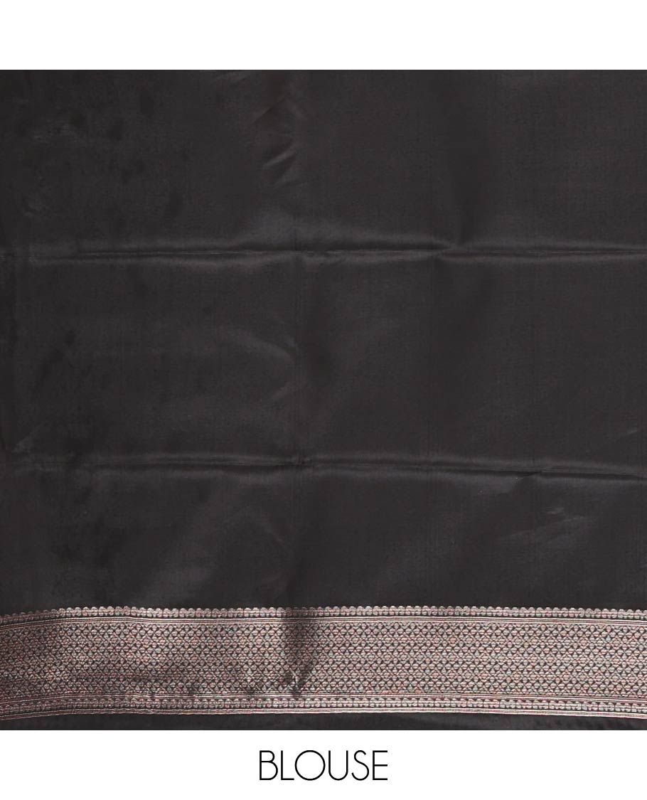 Red zari checked & floral buttas kanchi silk saree,contrast satin border of floral zari motifs,intrictae pallu & contrast plain blouse