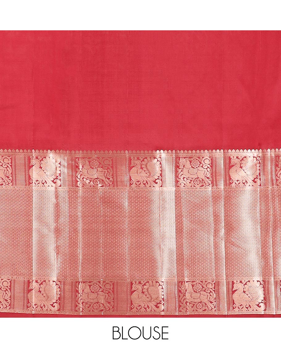 maroon floral jacquard kancheepuram silk saree with self border of thilakam mokku, muthu, banaras, mayil design & zari design pallu