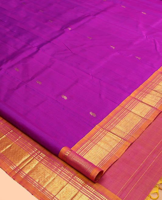 Purple Contrast Kanchipuram Silk Saree