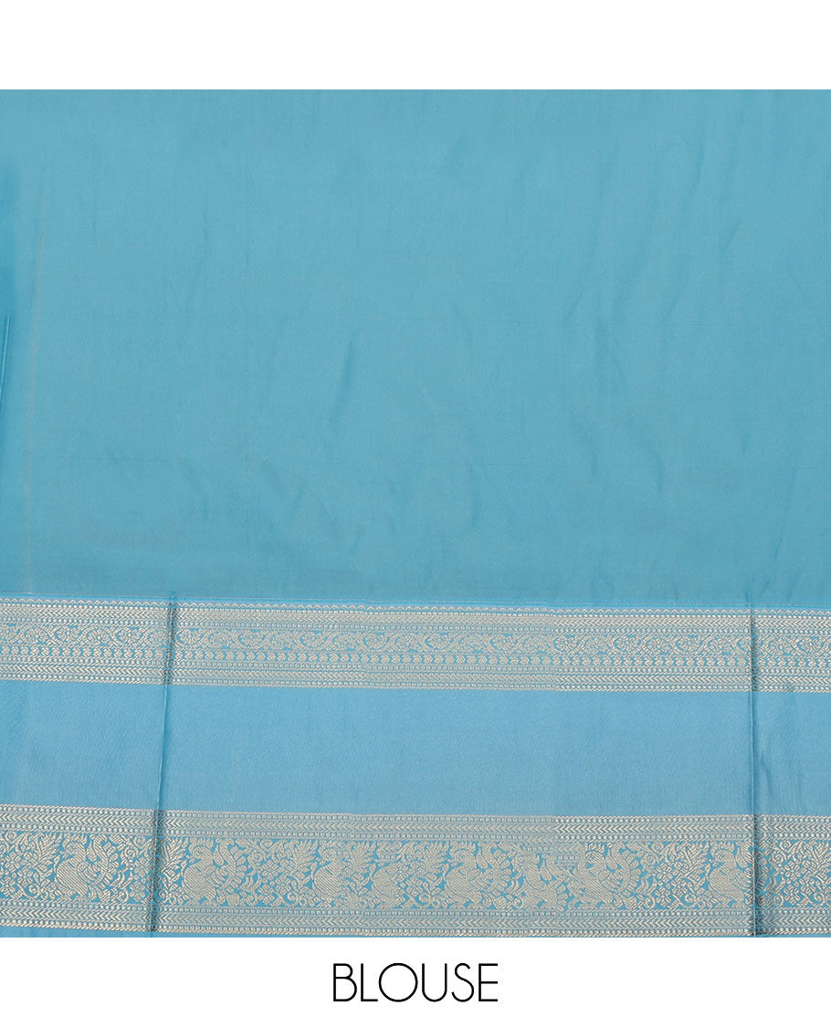 Yellow Budget Silk Saree, Elevated with Zari Buttas and Stripes on Its Body, Complemented by a Contrast Traditional Zari Designs Woven Rettai Pettu Border, Grand Pallu, and Paired with a Contrast Blouse