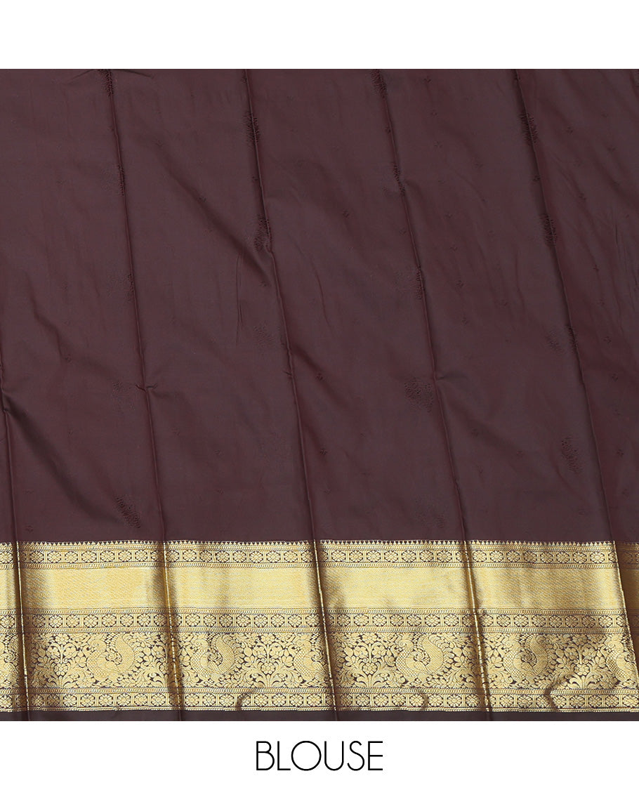 Brown Dotted Stripes Budget Silk Saree