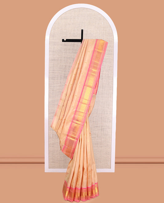 Peach Woven Kanchipuram Silk Saree
