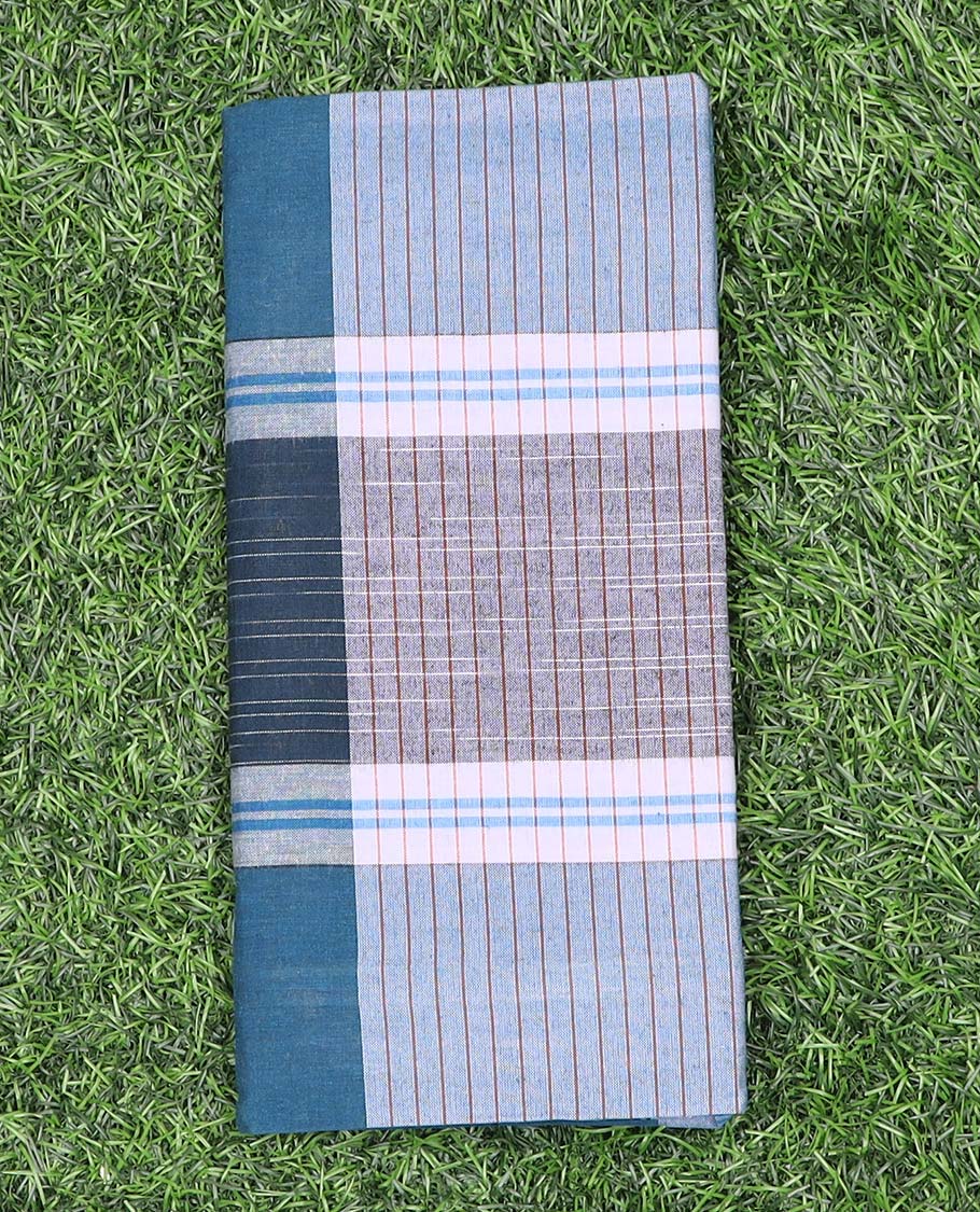 Multi-color vertical and horizontal striped cotton cozy lungi