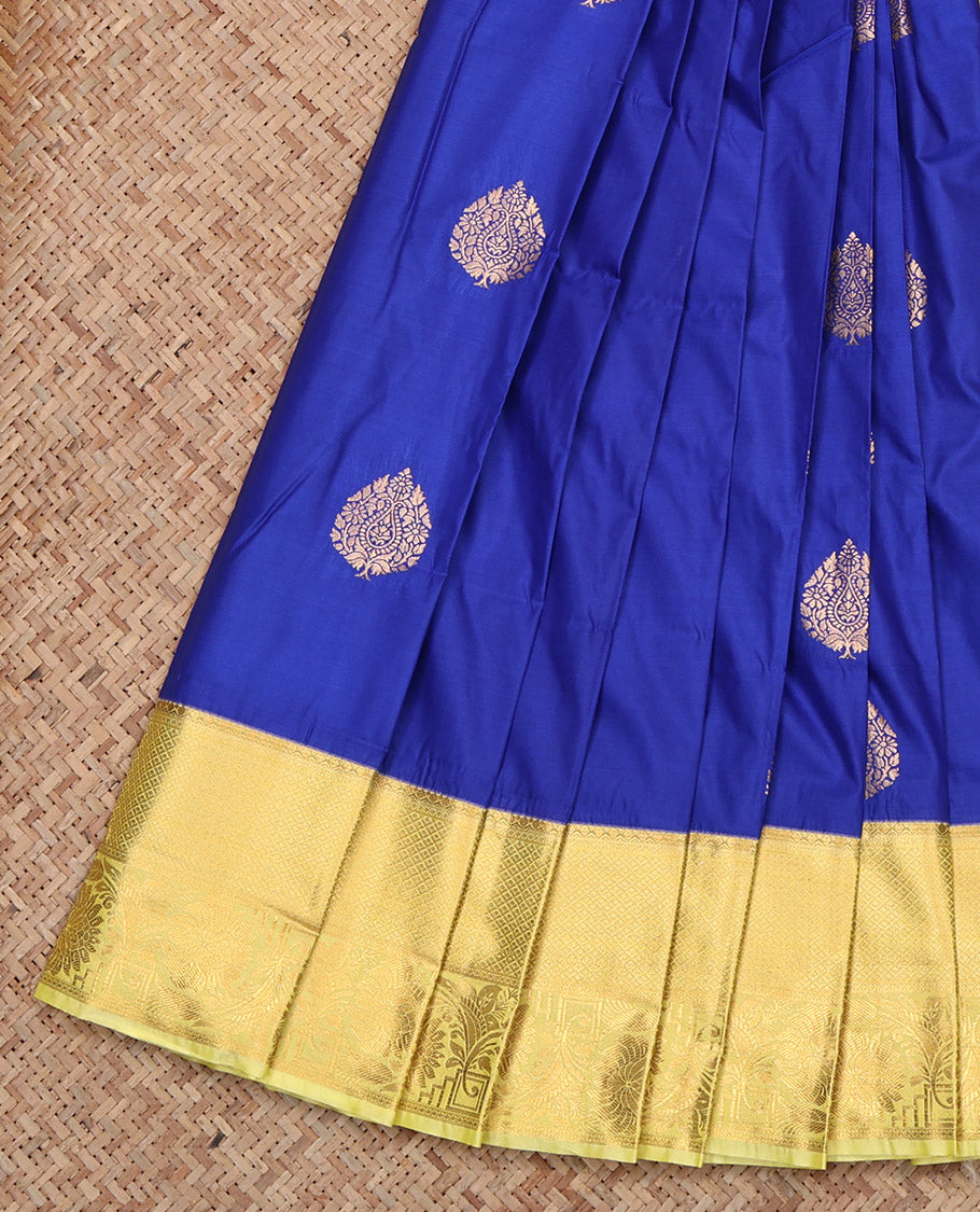 Royal Blue Budget Silk Saree, Woven with Zari Buttas, Contrast Traditional Zari Border, Jaal Pallu, and a Contrast Blouse