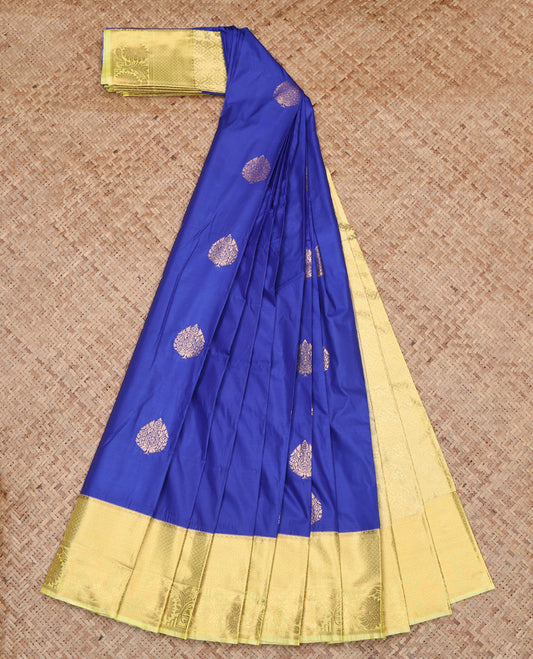 Royal Blue Budget Silk Saree, Woven with Zari Buttas, Contrast Traditional Zari Border, Jaal Pallu, and a Contrast Blouse