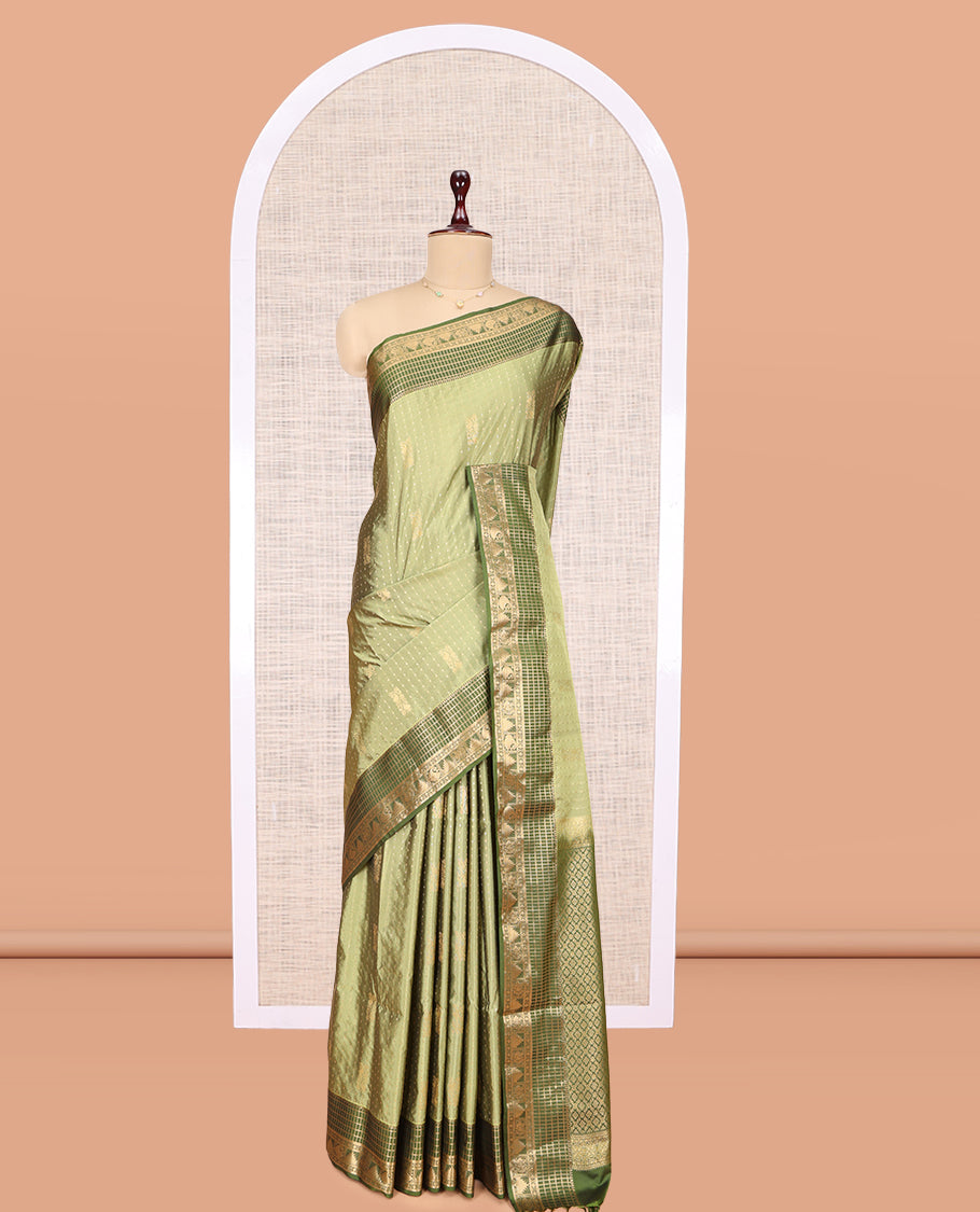 Dark Green Contrast Traditional Budget Silk Saree
