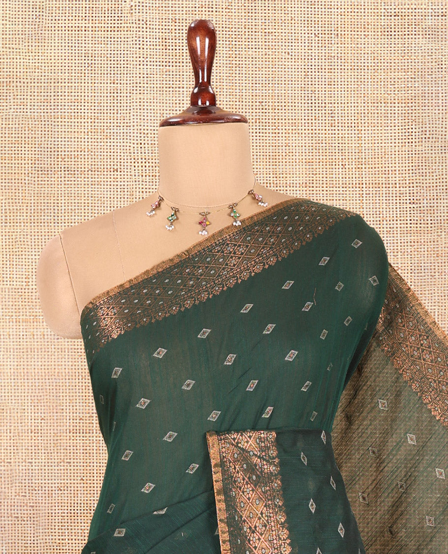 Bottle Green Khadi Cotton Saree