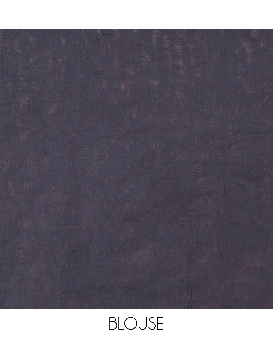 Rust Kanchi Cotton Saree, Enriched with Buttas on Its Body, Complemented by a Contrast Temple Border, a Pallu of Intricate Designs, and Paired with a Contrast  Blouse