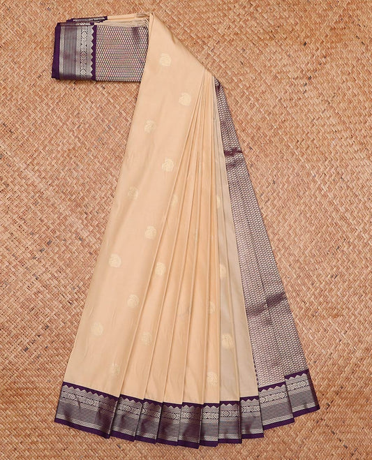 Sandal zari buttas gift saree, contrast traditional zari design border, and jaal pallu