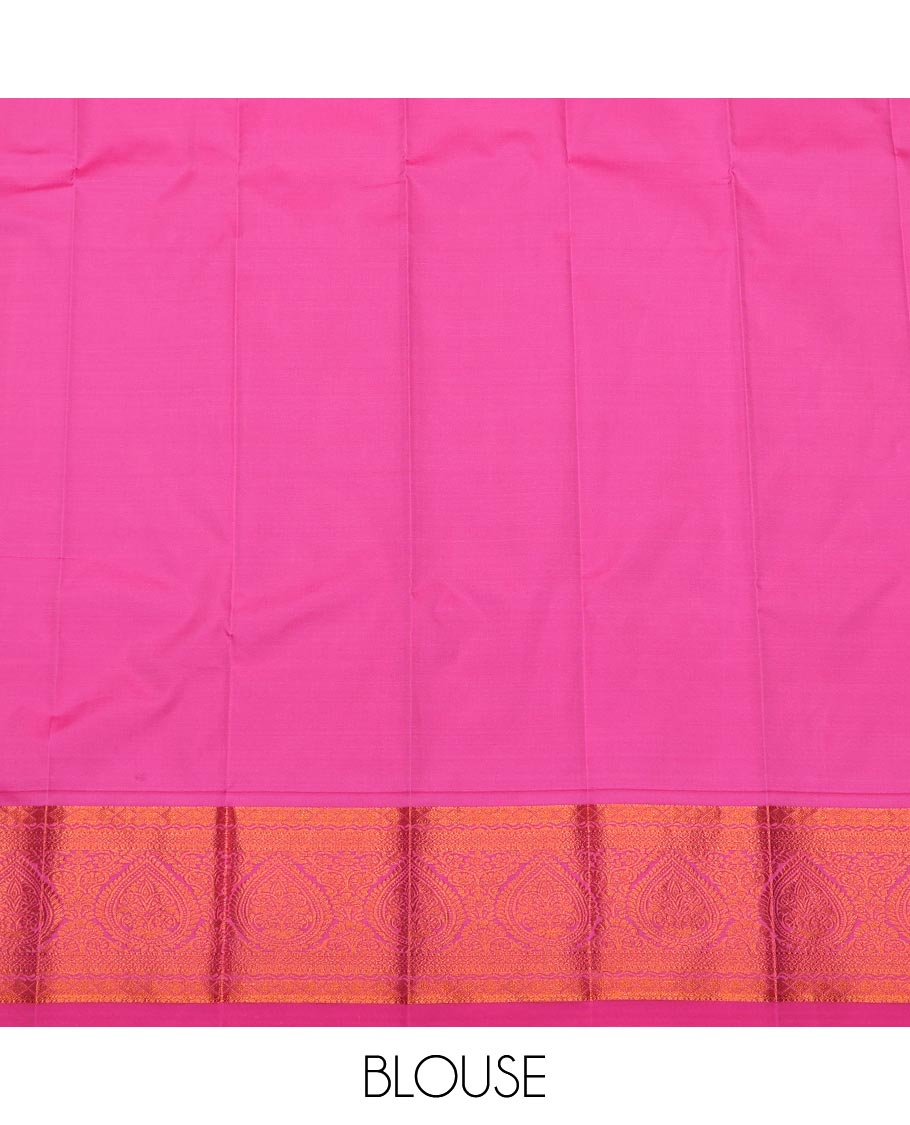 Pink Budget Silk Saree Featuring Striped and Buttas, Complemented with Traditional Zari Design Border, Zari Woven Jaal Pallu, and a Matching Zari-Bordered Blouse