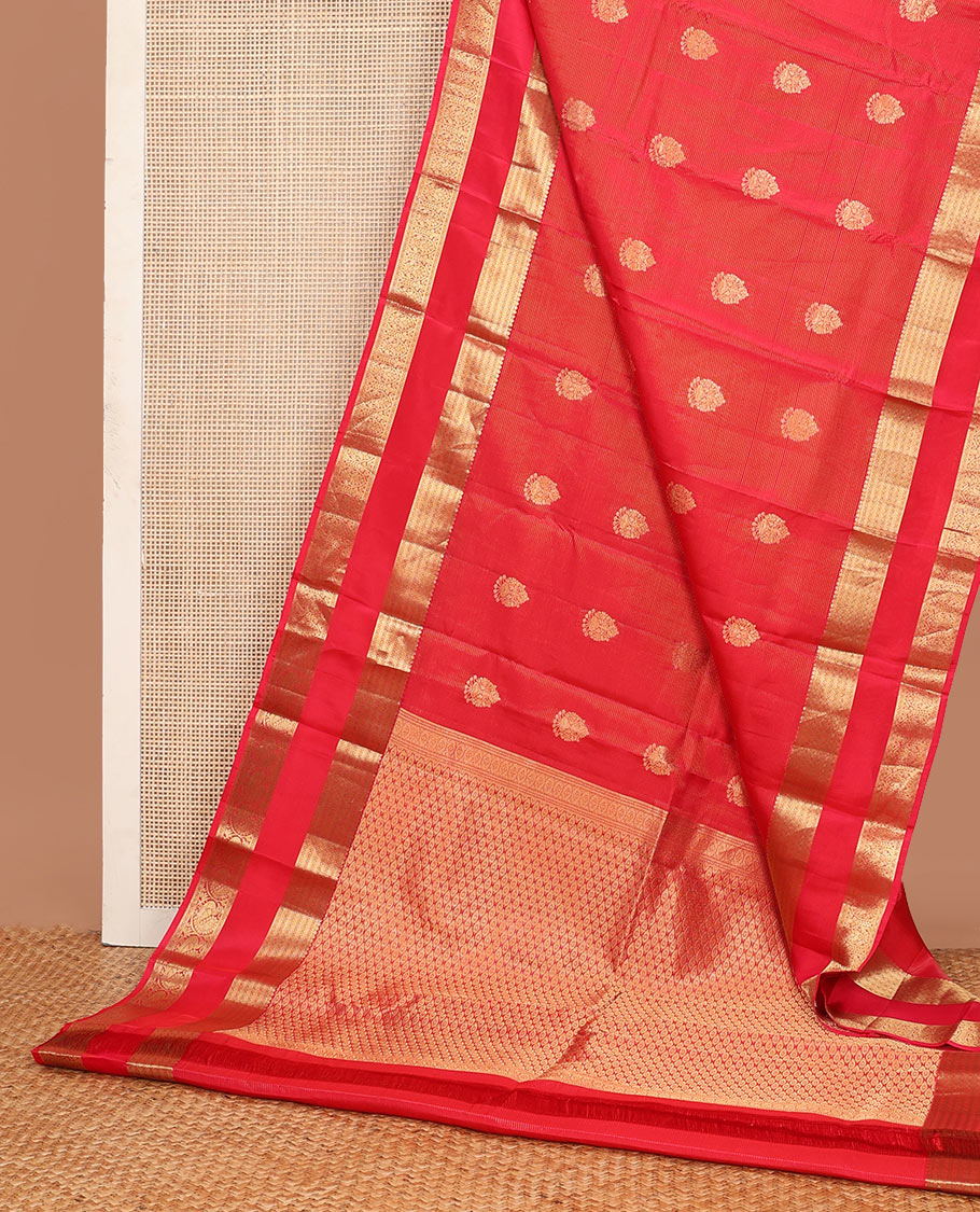 Pink stripes & zari buttas Vasundhara silk mix saree, traditional zari rettai pettu border & spade-shaped buttas pallu