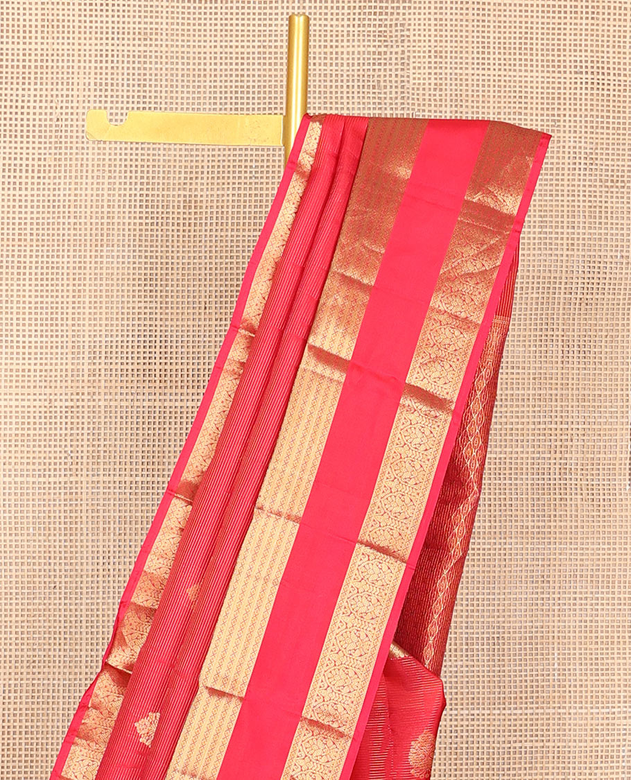 Pink stripes & zari buttas Vasundhara silk mix saree, traditional zari rettai pettu border & spade-shaped buttas pallu