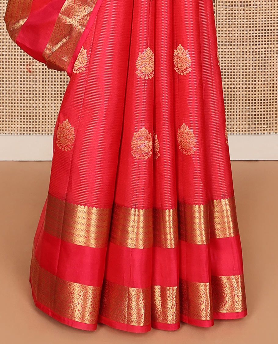 Pink stripes & zari buttas Vasundhara silk mix saree, traditional zari rettai pettu border & spade-shaped buttas pallu