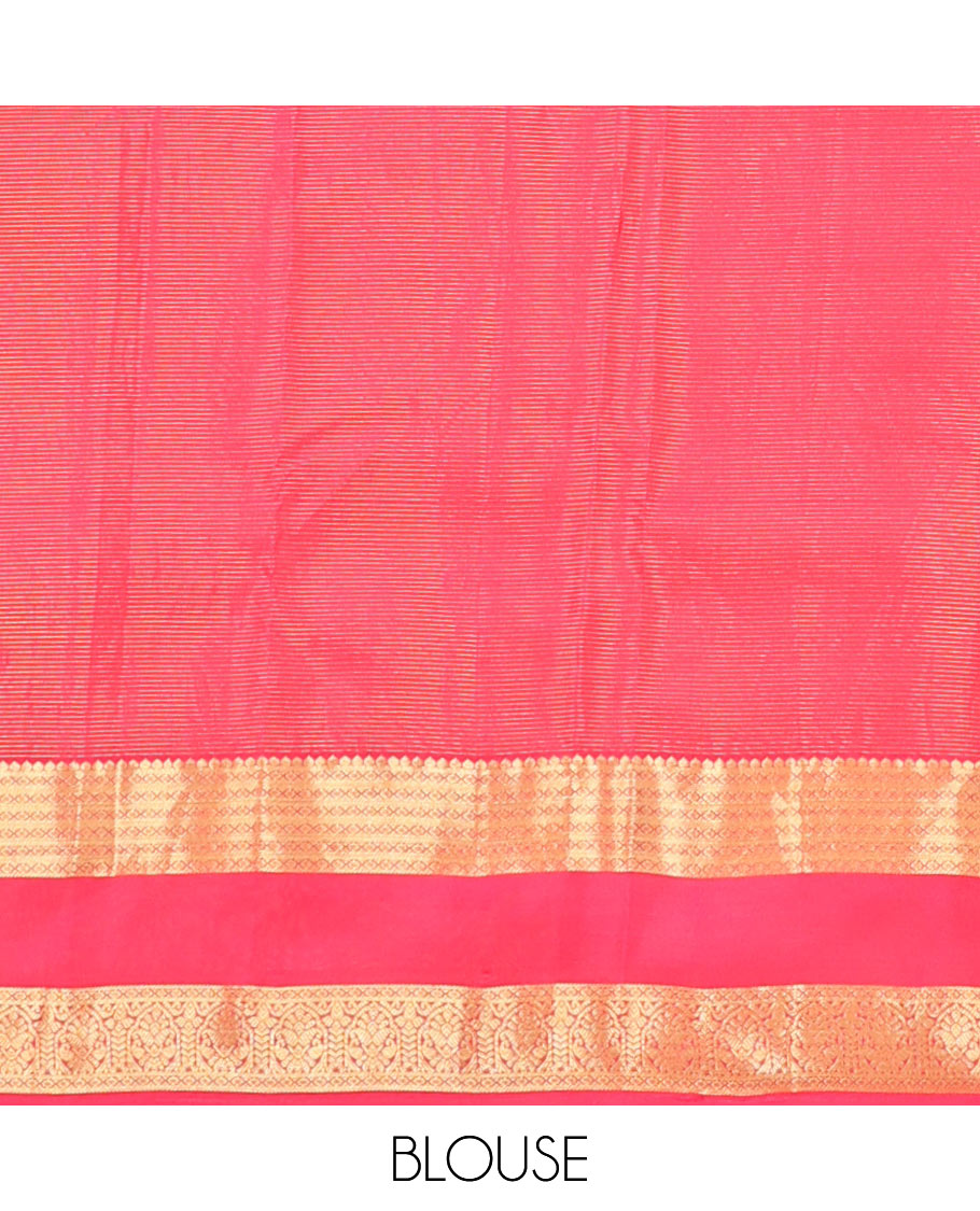 Pink stripes & zari buttas Vasundhara silk mix saree, traditional zari rettai pettu border & spade-shaped buttas pallu