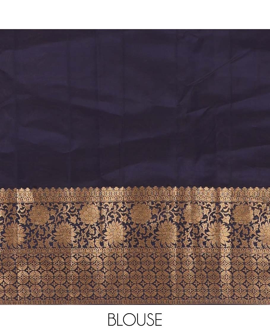 Purple zari buttas Vasundhara silk mix saree, contrast floral, and geometric border, and ogee patterned pallu