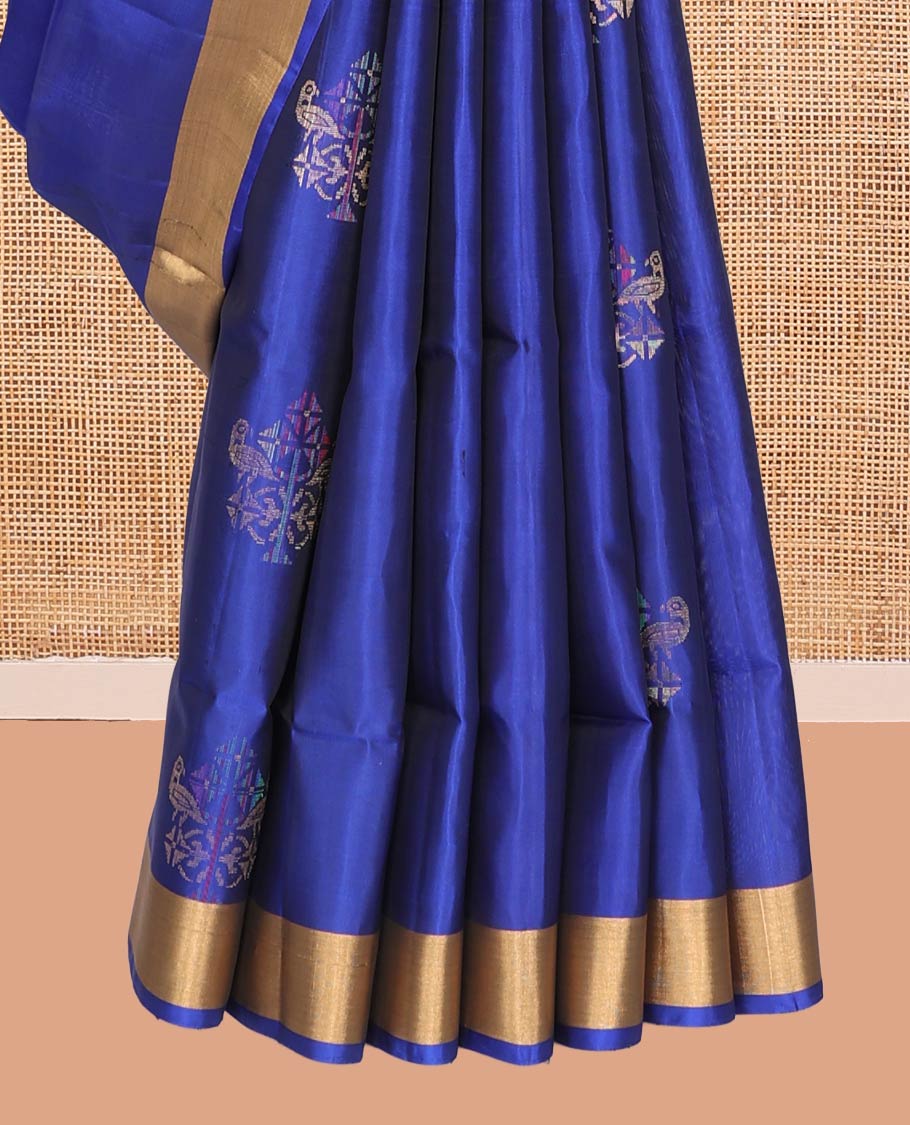 Blue Mayuri Lite Silk Mix Saree