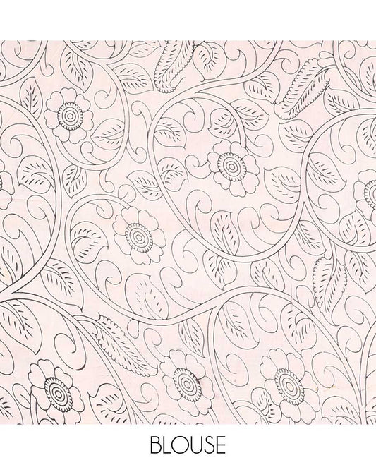 Multi-color Pichwai cow machine-printed kalamkari cotton saree, uniquely printed border & animal motifs pallu