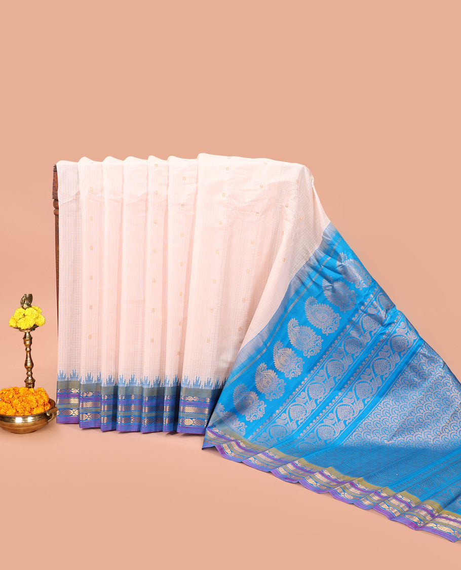 Off-White Gadwal Silk Saree