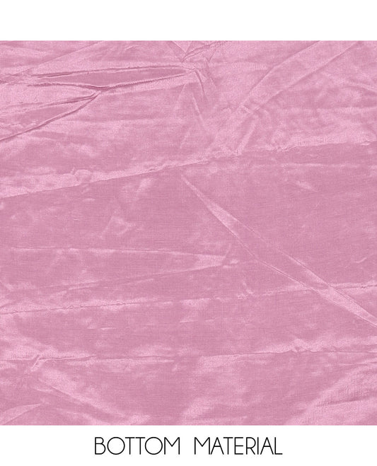 Pink  Material Chudidar Set Featuring Chikankari-Style Paisley Vine Design, Thread-Embroidered Georgette Top, Subtly Made Plain Santoon Material Bottom, and a Floral Motifs-Embroidered Georgette Scallop-Bordered Dupatta