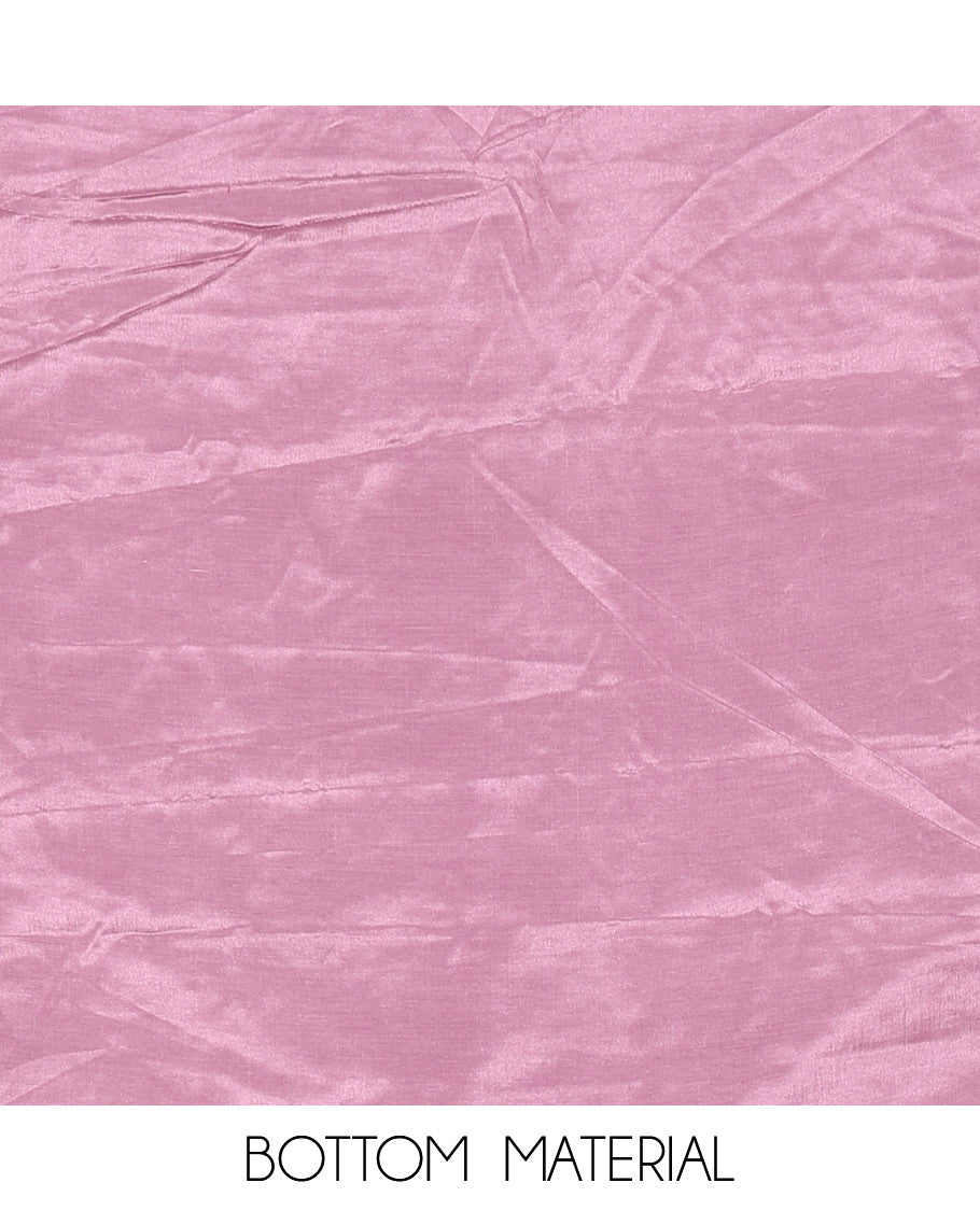 Pink  Material Chudidar Set Featuring Chikankari-Style Paisley Vine Design, Thread-Embroidered Georgette Top, Subtly Made Plain Santoon Material Bottom, and a Floral Motifs-Embroidered Georgette Scallop-Bordered Dupatta